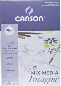 Blok Mix Media Imagine Canson A5 200g/m 50 ark